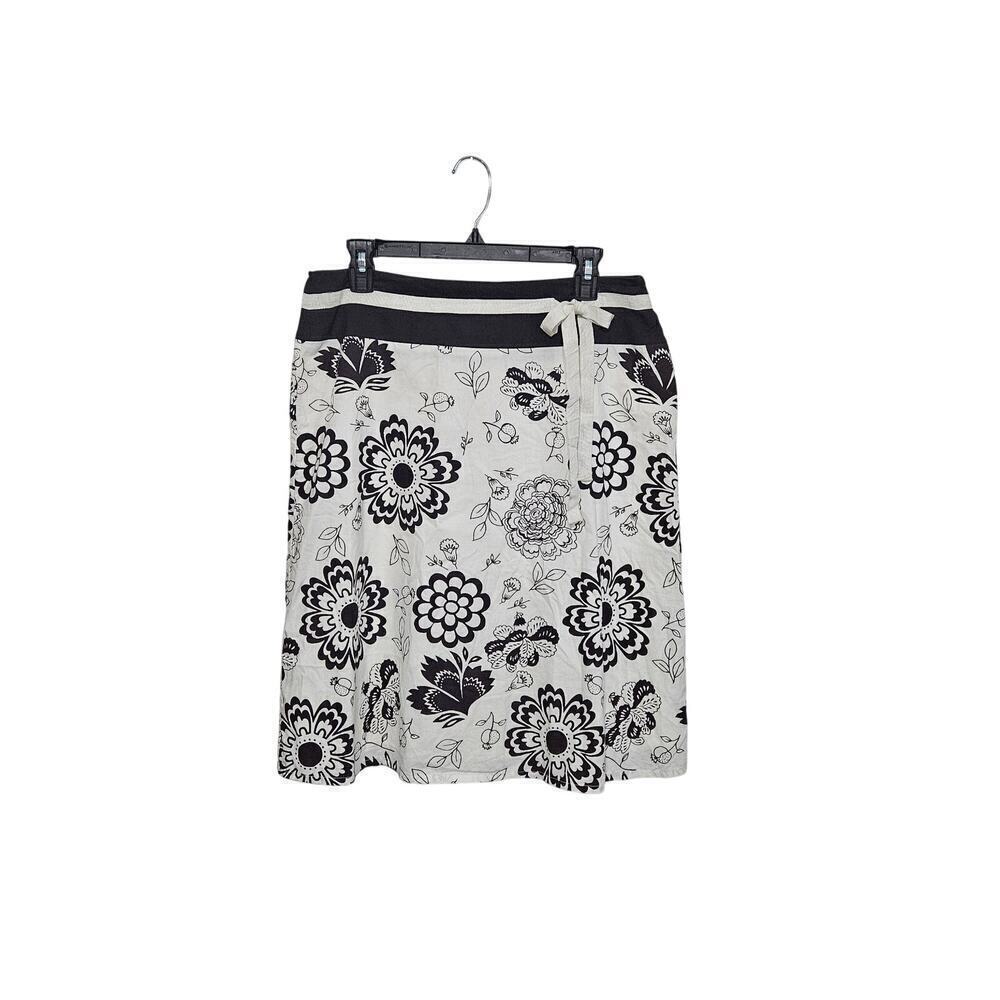 VTG Y2K Mix Nouveau Brown/Cream A-Line Floral Skirt Sz 10 Medium 100% Cotton - Picture 8 of 8